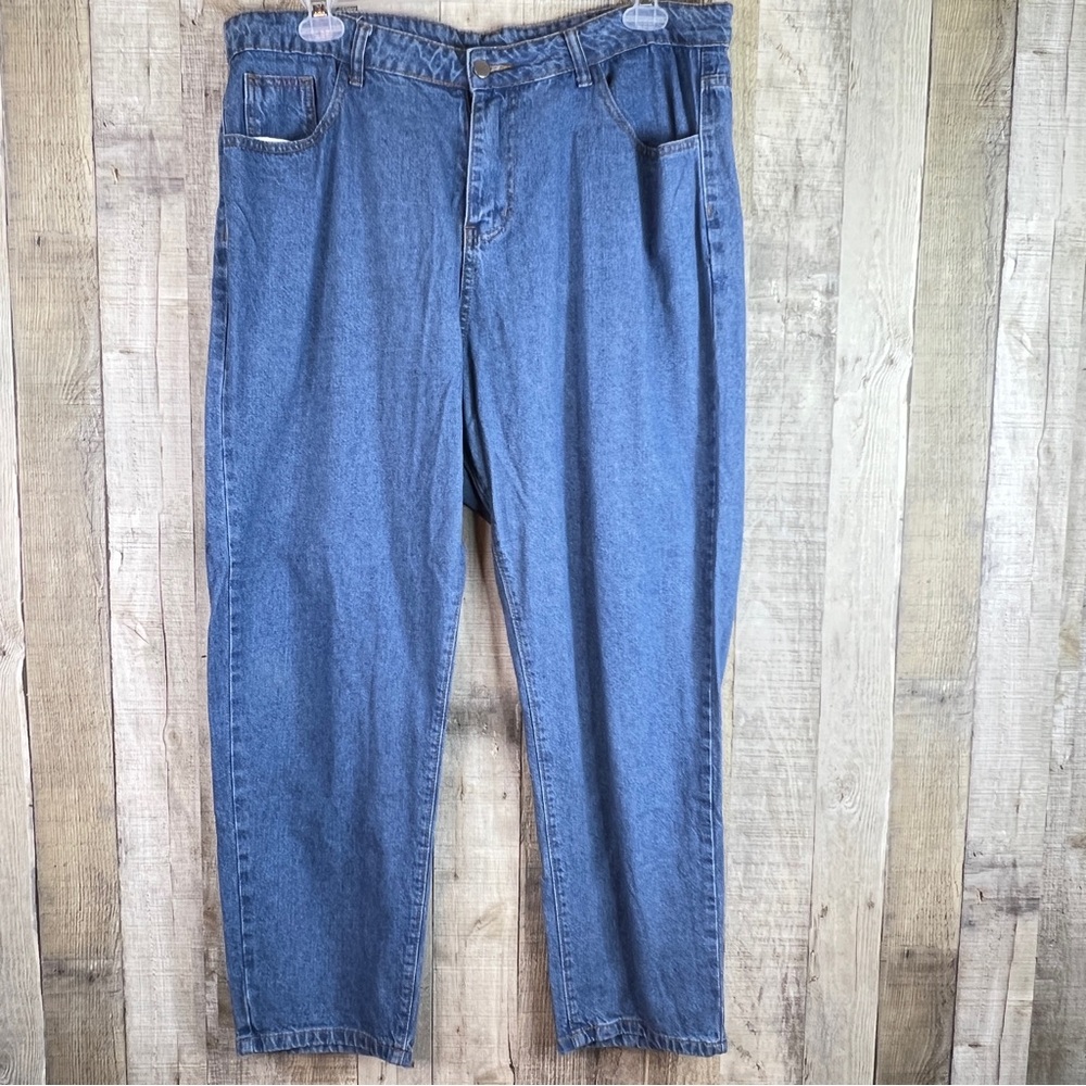 Shein Size 2XL Straight Leg Blue Wash Denim Jeans 5 Pockets No Stretch B…